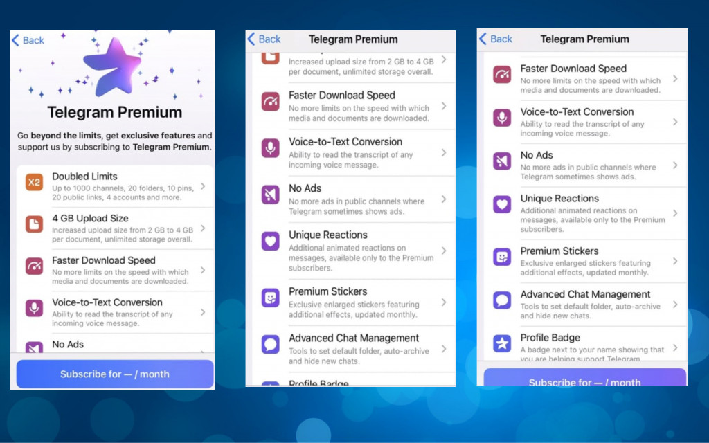 قابلیت های اکانت پریمیوم تلگرام